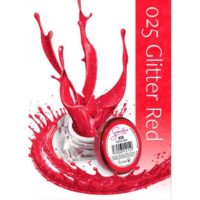 Gel Color Semilac - 025 Glitter Red