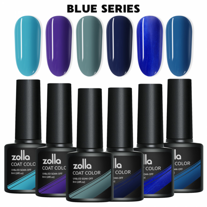 Set 6 Oje Semipermanente Zolla 8ml - Blue Series