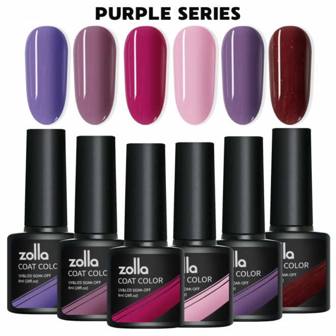 Set 6 Oje Semipermanente Zolla 8ml - Purple Series