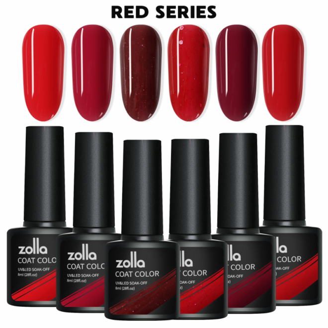 Set 6 Oje Semipermanente Zolla 8ml - Red Series